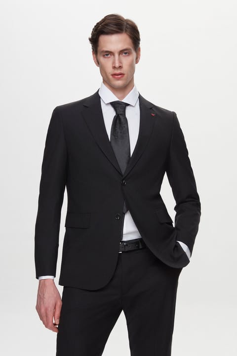 D'S Damat کت و شلوار تراول ساده مشکی مدل Regular Fit