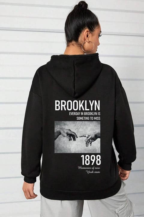 سویشرت اورسایز یونیسکس چاپ Brooklyn 1898 uyguntarz