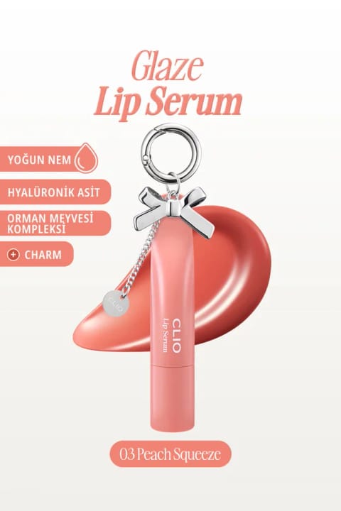 CLIO سیروم لب رنگی حجم‌دهنده، براق و مغذی Glaze — 03 Peach Sque