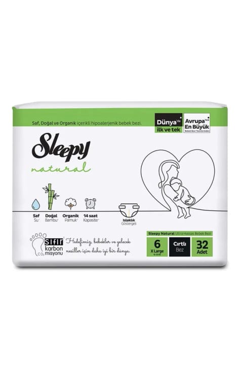 Sleepy Natural جامبو سایز 6 ایکس‌ال 15-25 کیلوگرم 32 عددی