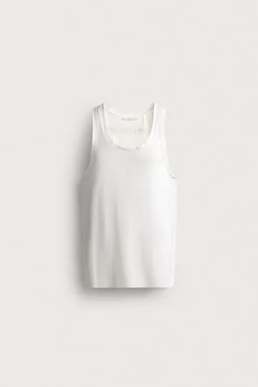 CONTRAST TRIM RIBBED TANK TOP