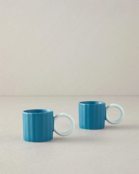 ست فنجان قهوه ۲ نفره Angled New Bone China ۲ پارچه ۹۰ ml فیروزه‌ای