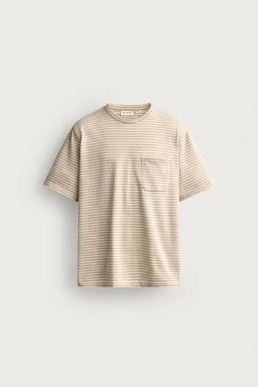 Zara تیشرت جاکارد راه‌راه جیب‌دار