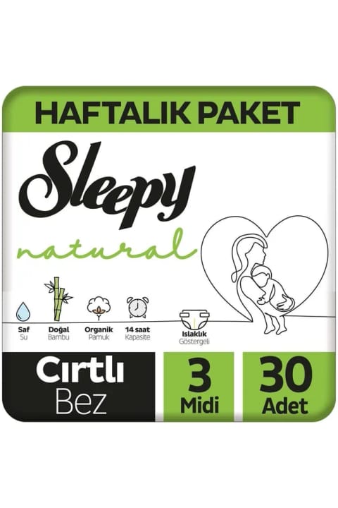 پوشک بچه Sleepy Natural بسته هفتگی سایز ۳ Midi ۳۰ عددی