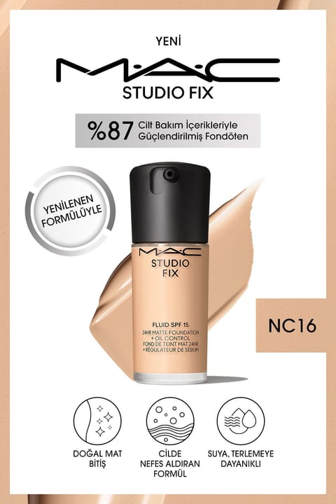 M.A.C کرمپودر مات ماندگار تا ۲۴ ساعت Studio Fix Fluid SPF15 مینی - رنگ...