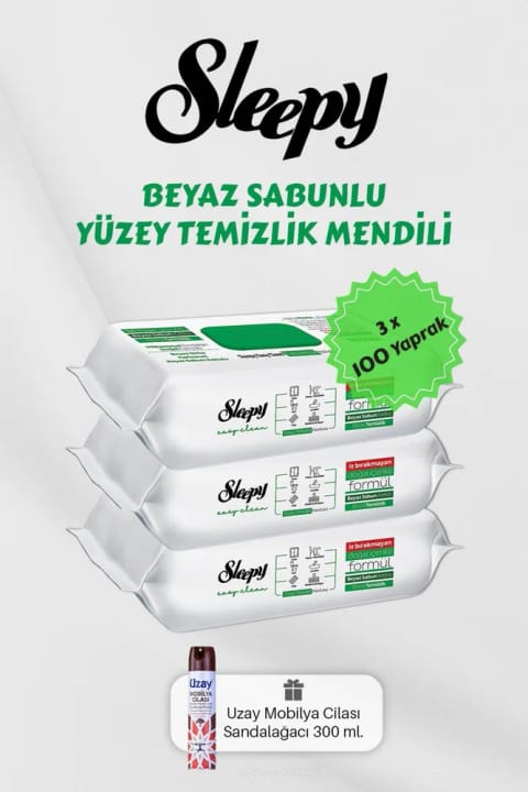 Sleepy 300 عدد دستمال تمیزکننده Easy Clean همراه با هدیه واکس مبلمان