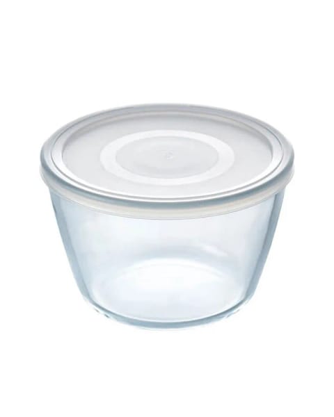 ظرف نگهداری درب‌دار گرد شیشه‌ای Pyrex Cook&Freeze مدل 1.6 لیتر سفید