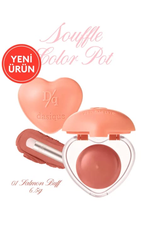 رژ و رژگونه سافله داسیک با رنگدانه قوی و بافت فومی و پایانی مخملی DASIQUE — 01 Salmon Buff