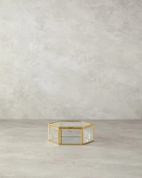 جعبه دکوراتیو شیشه‌ای Deluxe 14x16x6 سانتی‌متر Gold