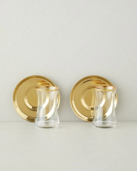ست چای ۴ پارچه ۲ نفره Elise Çelik 170 ml Gold
