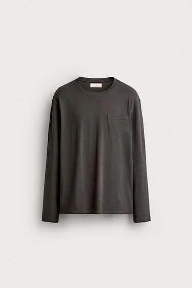 Zara تیشرت آستین بلند مدل Regular Fit