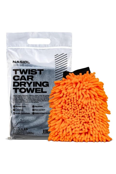 ست Nasiol -SET 22 شامل حوله خشککن خودرو میکروفایبر 60x90cm و دستمال شستشوی خودرو پلوش ...