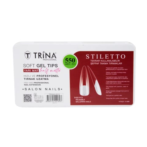 ست ناخن مصنوعی ژل نرم Trina مدل Stiletto نیمه‌مات ۵۵۰ عددی TRNNAIL0019