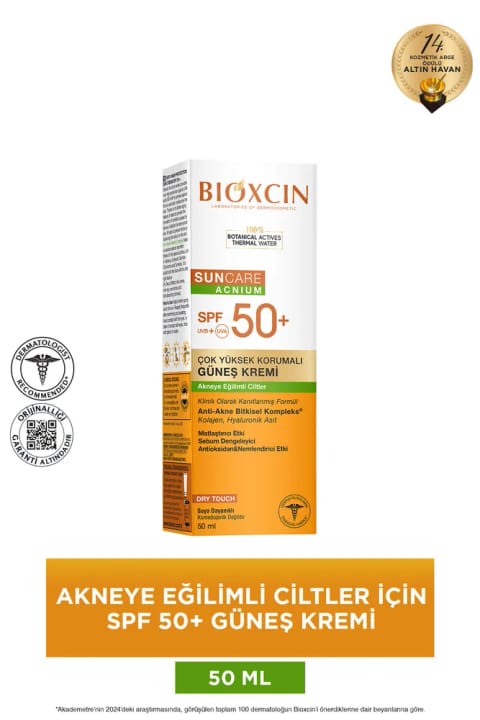 کرم ضد آفتاب Bioxcin مخصوص پوست مستعد آکنه SPF 50 حجم ۵۰ میلیلیتر