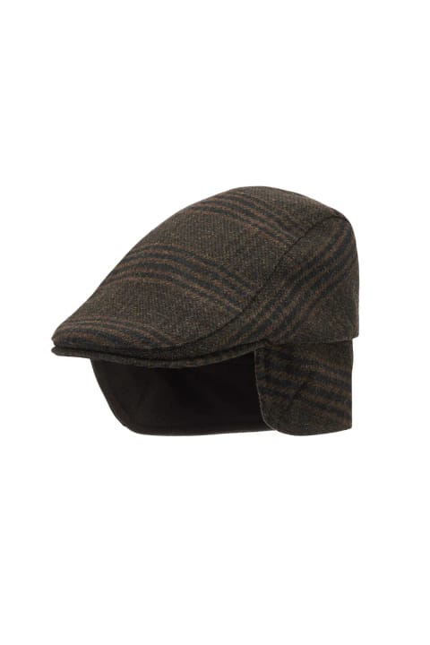 کلاه کاسکت تخت Barbour Cheviot مدل BR71 طرح شطرنجی قهوه‌ای