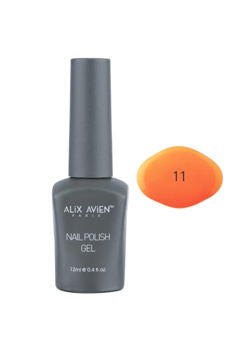 لاک ژلی دائمی نئون نارنجی Alix Avien UV مدل 11 - 12 میلی‌لیتر