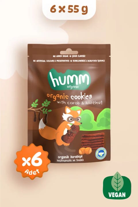 Humm Organic کلوچه ارگانیک با خرنوب و فندق 6×55 گرم