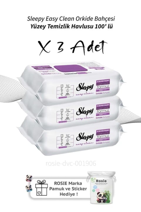 Sleepy Easy Clean دستمال تمیزکننده سطح باغ ارکیده 100 عددی X3