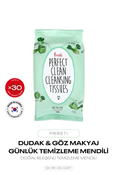 Prreti دستمال پاک‌کننده آرایش Perfect Clean روزانه ۳۰ عددی