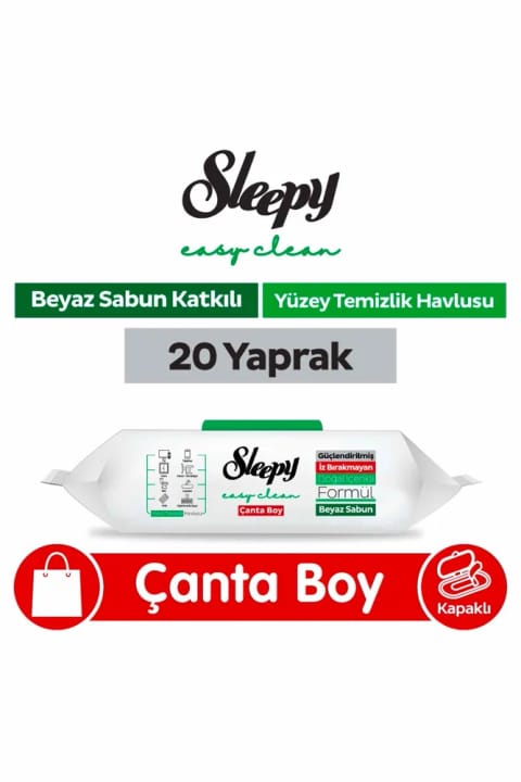 Sleepy Easy Clean دستمال تمیزکننده سطح با صابون سفید، بسته ۲۰ برگ