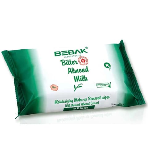 Bebak دستمال پاک‌کننده آرایش با شیر بادام تلخ ۲۰ عددی