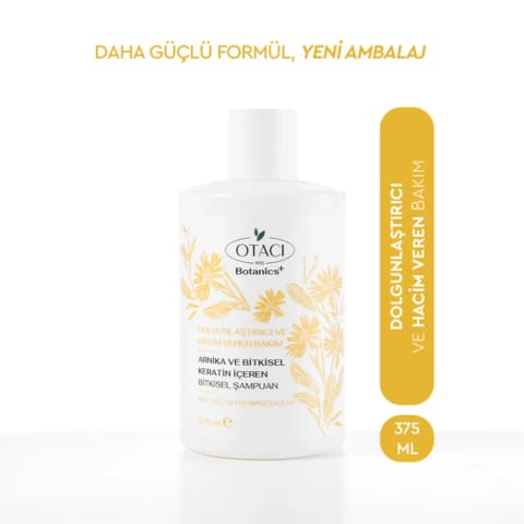 شامپوی گیاهی حجمدهنده و تقویتکننده Otacı Botanics+ با Keratin گیاهی و آرنیکا ۳۷۵ میلیلیتر