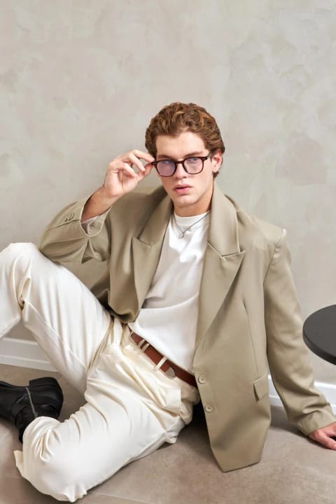 بلیزر مردانه Oversize رنگ خاكی