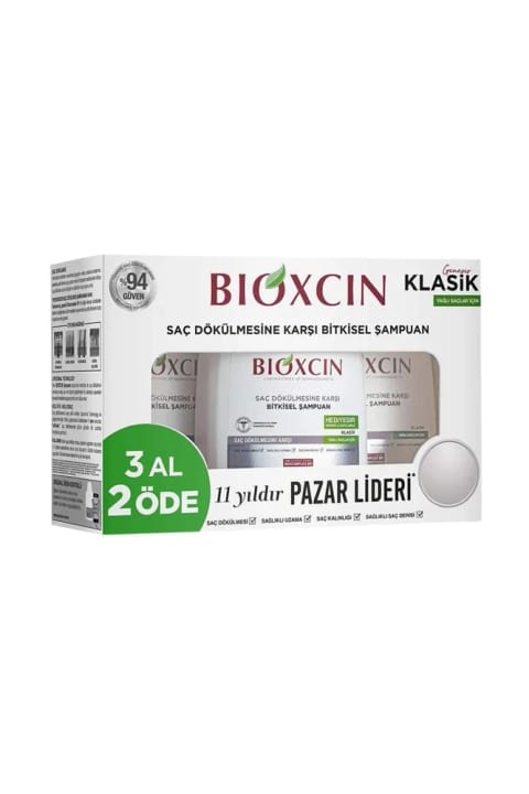 Bioxcin شامپوی ضد ریزش مو کلاسیک مخصوص موهای چرب ۳×۳۰۰ میلی‌لیتر