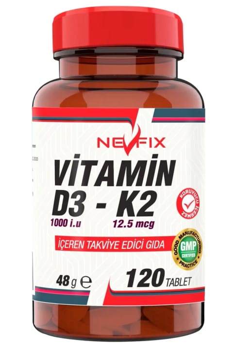 نوفیکس ویتامین D3 1000 واحد و K2 12.5 میکروگرم 120 عدد قرص