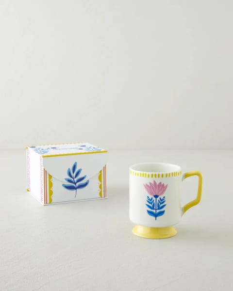 ماگ Gifty Flower New Bone China ۳۱۰ ml صورتی-زرد-آبی