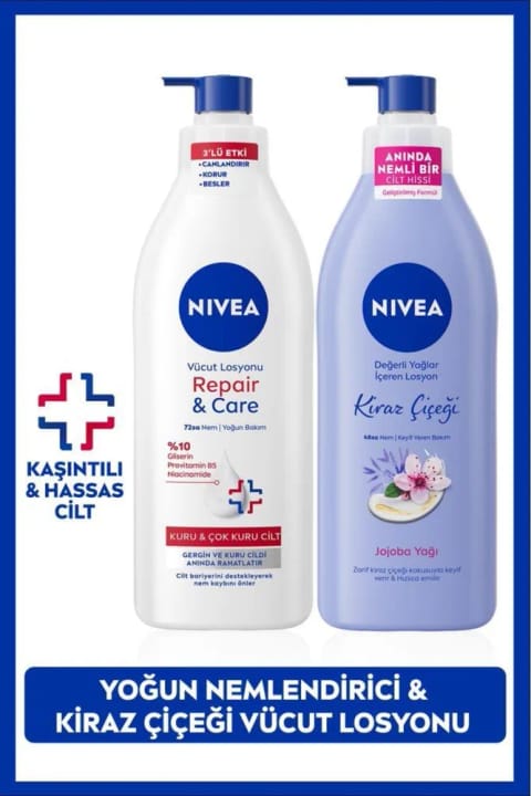 NIVEA لوسیون بدن شکوفه گیلاس و لوسیون مرطوب‌کننده Repair&Care 400ml