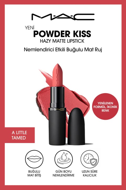 رژ لب مات مخملی M.A.C Powder Kiss Hazy Matte با اثر آبرسان - A ...