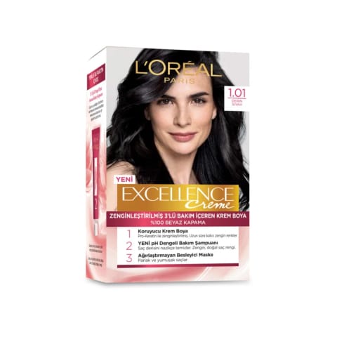 Loreal Paris Excellence Creme رنگ مو - 1.01 مشکی خیلی تیره