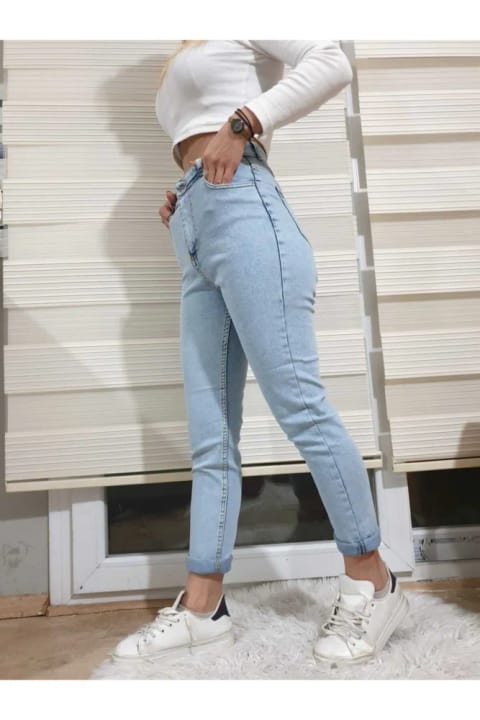 Trn JNS زنانه شستشوی برفی Skinny Mom Jeans مام جین دار مدل کوت