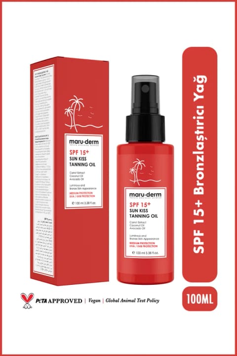 Maru.Derm روغن برنزه‌کننده SPF 15+ - Sun Kiss Tanning Oil 100 ML