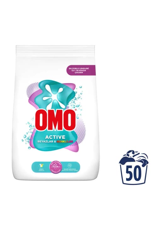 OMO Active سفید و رنگی پودر لباسشویی 7.5 کیلوگرم