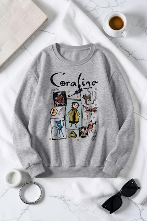 سویشرت یقه گرد چاپ Caroline یونیسکس uyguntarz