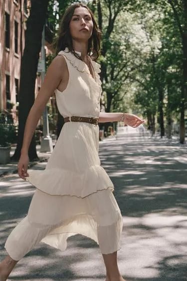 Zara پیراهن میدی با رافل و کمربند