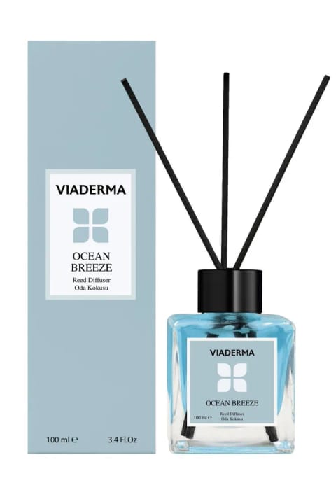 Viaderma معطر اتاق بطری مربع با چوب بامبو، بوی اقیانوس ۱۰۰ میلی‌لیتر