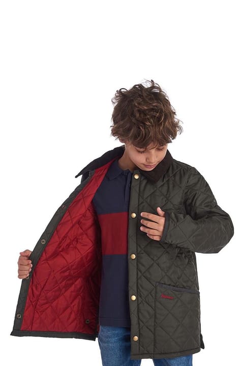Barbour کاپشن کاپیتونه پسرانه Liddesdale رنگ Olive-red
