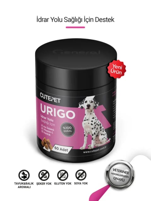 Cutepet Urigo قرص حمایت از سلامت مجاری ادراری سگ ۶۰ عددی – حمایت‌کننده سیستم ادراری و مثانه