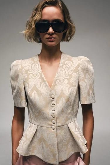 JACQUARD PEPLUM BLAZER