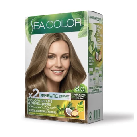 رنگ موی بدون آمونیاک Sea Color 8.0 روشن کرم