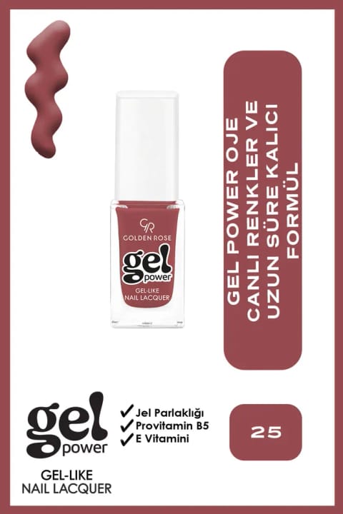 لاک ناخن Golden Rose مدل Gel Power با درخشش ژلی - شماره 25