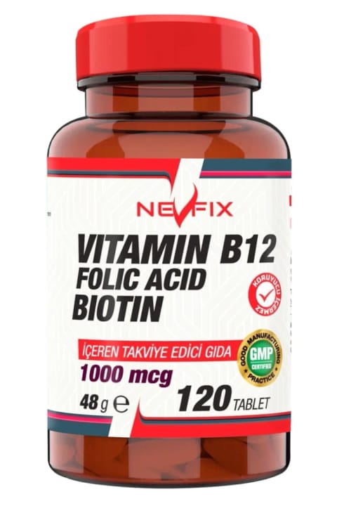 Nevfix Vitamin B12 سیانوکوبالامین 1000 میکروگرم 120 عدد قرص