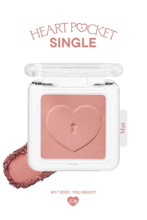 PERIPERA سایه تک مات قابل شخصیسازی Heart Pocket Single (M17 Rosy, You Ready?)