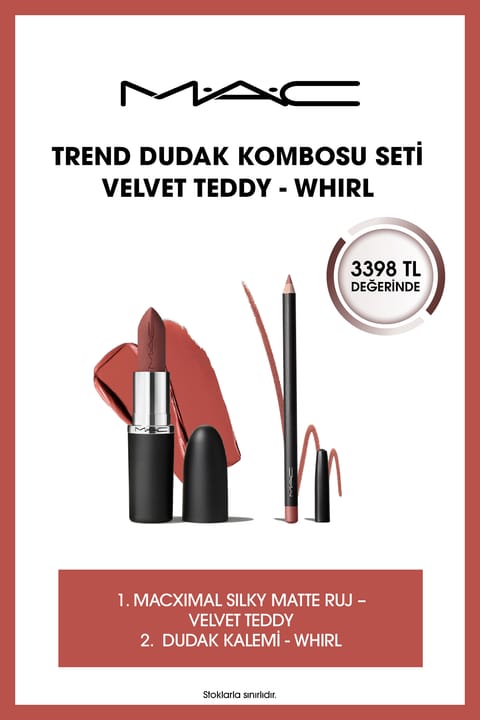 ست ترکیبی رژ لب M.A.C مدل Trend Velvet Teddy - Whirl