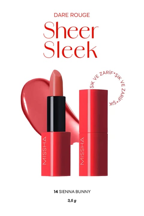 رژ لب میسا Dare Rouge Sheer Sleek با رنگدانه غلیظ، مغذی و پایانی مرطوب (14...