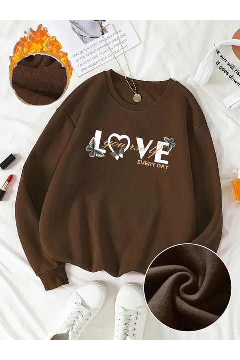 سویشرت یقه گرد چاپ Love Yourself یونیسکس uyguntarz