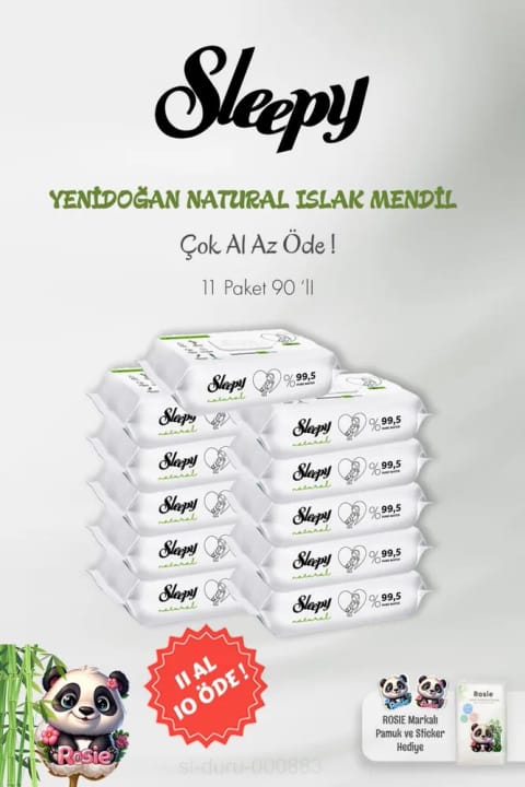 Sleepy Natural نوزاد دستمال مرطوب ۹۰ عددی ۱۱ بسته و ۶۰ عددی Rosie